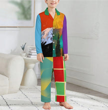 Cargar imagen en el visor de la galería, Conjunto de pijama de manga larga para niños LM125 personalizado con estampado de texto con nombre (diseño con varias imágenes)
