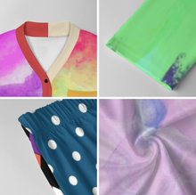 Cargar imagen en el visor de la galería, Conjunto de pijama de manga larga con cuello en V para mujer B99TZ personalizado con nombre y texto (diseño de varias imágenes)
