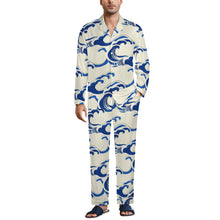 Cargar imagen en el visor de la galería, Conjunto de pijama de hombre de 2 piezas de manga larga imitación algodón personalizado con patrón foto texto (impresión de imagen única)

