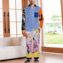 Cargar imagen en el visor de la galería, Conjunto de pijama para hombre, camisa de manga larga + pantalón largo con cordón personalizado con patrón foto texto (impresión de imágenes múltiples)
