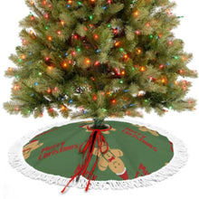 Cargar imagen en el visor de la galería, Falda para árbol de Navidad (estilo flecos) (diferentes imágenes en ambos lados) personalizado con patrón foto texto
