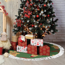 Cargar imagen en el visor de la galería, Falda para árbol de Navidad (estilo flecos) (diferentes imágenes en ambos lados) personalizado con patrón foto texto
