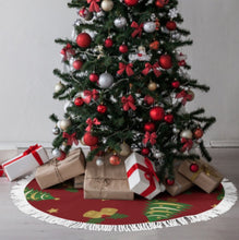 Cargar imagen en el visor de la galería, Falda para árbol de Navidad (estilo flecos) (diferentes imágenes en ambos lados) personalizado con patrón foto texto
