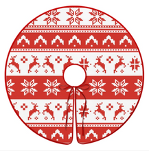 Cargar imagen en el visor de la galería, Falda para árbol de Navidad (borde rojo) (diferentes imágenes en ambos lados) personalizado con patrón foto texto
