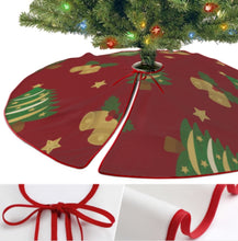 Cargar imagen en el visor de la galería, Falda para árbol de Navidad (borde rojo) (diferentes imágenes en ambos lados) personalizado con patrón foto texto
