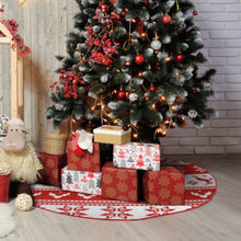 Cargar imagen en el visor de la galería, Falda para árbol de Navidad (borde rojo) (diferentes imágenes en ambos lados) personalizado con patrón foto texto
