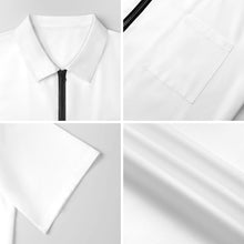 Cargar imagen en el visor de la galería, Camisa de manga corta con cremallera para hombre LM816 personalizado con patrón foto texto (impresión de imágenes múltiples)
