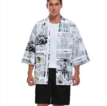 Cargar imagen en el visor de la galería, Kimono chaqueta top cárdigan camisa japonesa retro con manga 3/4 para hombre ZS904 personalizado con foto patrón texto (impresión de imágenes múltiples)
