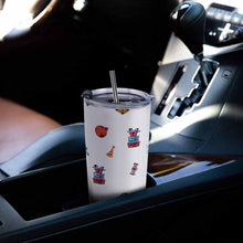 Cargar imagen en el visor de la galería, Taza de café para coche con tapa y pajita en acero inoxidable 304 personalizado con patrón foto texto
