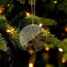 Cargar imagen en el visor de la galería, Adorno de árbol de Navidad de acrílico con colgante en varios estilos disponibles (forma circular, amor, Navidad) personalizado con patrón foto texto

