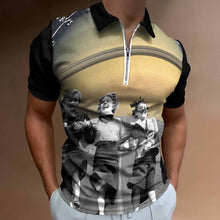 Cargar imagen en el visor de la galería, Polo estampado de algodón puro con cremallera para hombre B470 personalizado con patrón foto texto
