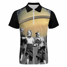 Cargar imagen en el visor de la galería, Polo estampado de algodón puro con cremallera para hombre B470 personalizado con patrón foto texto
