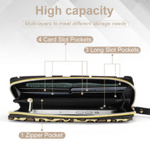 Cargar imagen en el visor de la galería, Cartera larga de cuero con cordón personalizado con patrón foto texto (diferentes imágenes en la parte delantera y trasera)
