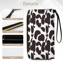 Cargar imagen en el visor de la galería, Cartera larga de cuero con cordón personalizado con patrón foto texto (diferentes imágenes en la parte delantera y trasera)
