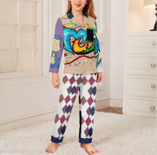 Cargar imagen en el visor de la galería, Pijama infantil de manga larga SDS059 Conjunto de ropa de dormir de 2 piezas personalizado con patrón foto texto (impresión de imágenes múltiples)
