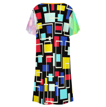 Cargar imagen en el visor de la galería, Vestido de mujer de manga corta con botones LM501 personalizado con patrón foto texto (impresión de imágenes múltiples)
