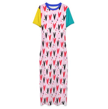 Cargar imagen en el visor de la galería, Vestido Midi Ajustado de Manga Corta para Mujer RRDCQ personalizado con patrón foto texto (impresión de imágenes múltiples)
