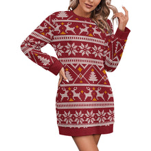 Cargar imagen en el visor de la galería, Vestido Suéter de Manga Larga para Mujer LM565 personalizado con patrón foto texto (impresión de imagen única)
