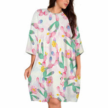 Cargar imagen en el visor de la galería, Vestido de pijama tipo camiseta para mujer talla grande personalizado con patrón foto texto (impresión de imagen única)
