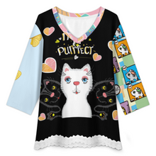 Cargar imagen en el visor de la galería, Camiseta de manga media con escote en V y ribete de encaje Mujer SDS2513 Personalizadas con Foto Logo Patrón Texto (impresión de imágenes múltiples)
