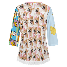 Cargar imagen en el visor de la galería, Camiseta de manga media con escote en V y ribete de encaje Mujer SDS2513 Personalizadas con Foto Logo Patrón Texto (impresión de imágenes múltiples)
