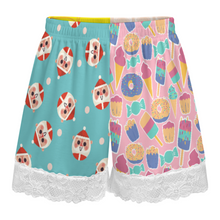 Cargar imagen en el visor de la galería, Pantalones de pijama cortos con ribete de encaje para mujer SDS2516 personalizados con patrón foto texto (impresión de imágenes múltiples)
