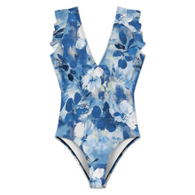 Cargar imagen en el visor de la galería, Traje de baño de una pieza con mangas con volantes para mujer SDS507 personalizado con patrón foto texto (impresión de imagen única)
