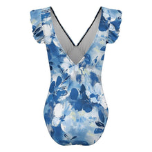 Cargar imagen en el visor de la galería, Traje de baño de una pieza con mangas con volantes para mujer SDS507 personalizado con patrón foto texto (impresión de imagen única)
