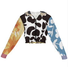 Cargar imagen en el visor de la galería, Sudadera con capucha clásica recortada con cremallera para mujer ZRF personalizado con patrón foto texto (impresión de imágenes múltiples)
