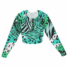 Cargar imagen en el visor de la galería, Sudadera con capucha corta y delgada con cremallera ZRF para mujer personalizado con patrón foto texto (impresión de imagen única)
