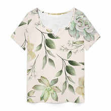 Cargar imagen en el visor de la galería, Camiseta de manga corta de talla grande VDT Top de verano con cuello en V y foto personalizado con patrón foto texto (impresión de imagen única)
