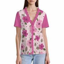 Cargar imagen en el visor de la galería, Camiseta Cárdigan de Manga Corta para Mujer NT110 personalizado con patrón foto texto
