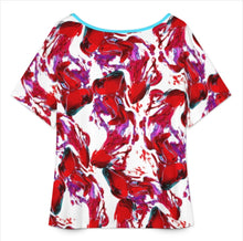 Cargar imagen en el visor de la galería, Camiseta de mujer con escote en V y dobladillo dividido de manga corta NT65 personalizado con patrón foto texto (impresión de imágenes múltiples)

