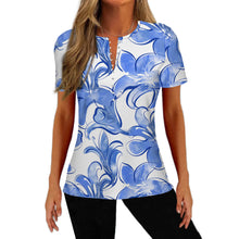 Cargar imagen en el visor de la galería, Camiseta de verano mujer de manga corta MLTW20337 con 5 botones personalizado con patrón foto texto
