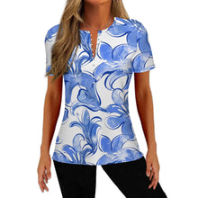 Cargar imagen en el visor de la galería, Camiseta de verano mujer de manga corta MLTW20337 con 5 botones personalizado con patrón foto texto
