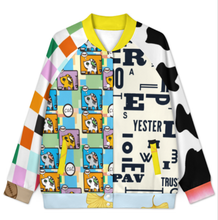 Cargar imagen en el visor de la galería, Chaqueta de béisbol universitaria para mujer SDS2507 personalizado con patrón foto texto (impresión de imágenes múltiples)
