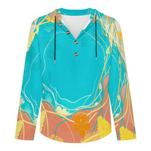 Cargar imagen en el visor de la galería, Button Hooded Sweatshirt Colored Plants, Leaves
