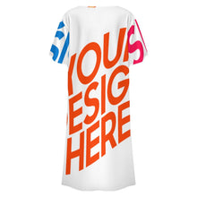 Cargar imagen en el visor de la galería, Vestido de mujer de manga corta con botones LM501 personalizado con patrón foto texto (impresión de imágenes múltiples)
