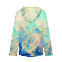 Cargar imagen en el visor de la galería, V-neck Button-up Sweater Blue Mountains, Scenery
