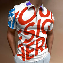 Cargar imagen en el visor de la galería, Polo estampado de algodón puro con cremallera para hombre B470 personalizado con patrón foto texto
