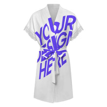 Cargar imagen en el visor de la galería, Bata de baño Pijama con cinturón y mangas cortas con ribete de encaje para mujer SDS2517 personalizado con patrón foto texto (impresión de imagen única)
