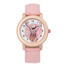 Cargar imagen en el visor de la galería, Reloj de Cuero Genuino Rosa Personalizado para Mujer | Elegante
