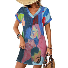 Cargar imagen en el visor de la galería, Vestido Casual Mujer Escote en V con Puños Vueltos Personalizable
