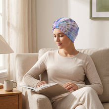 Cargar imagen en el visor de la galería, Elastic Headscarf Hat Geometric, Dreamy, Blue-violet Style 25cm
