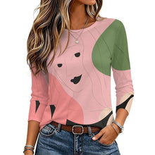 Cargar imagen en el visor de la galería, Round Neck Long Sleeved T-shirt Line Design, Girl
