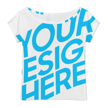Cargar imagen en el visor de la galería, Camiseta de manga corta con hombros descubiertos para mujer LM076 personalizado con patrón foto texto (impresión de imagen única)
