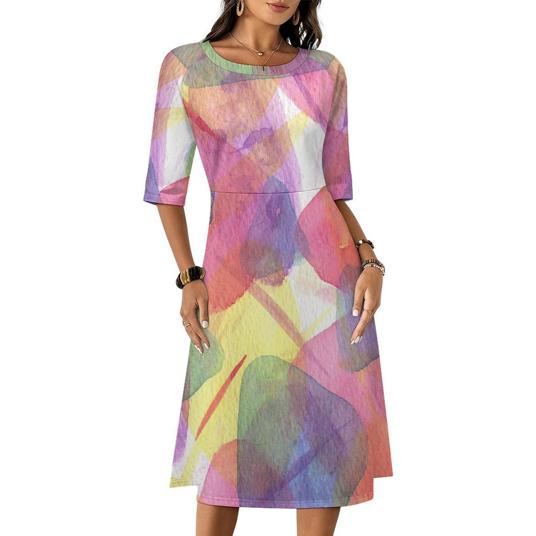 Vestido Largo Personalizado de Media Manga para Mujer en Tejido Elástico
