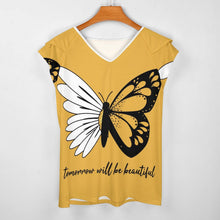 Cargar imagen en el visor de la galería, Camiseta con Volantes UPF 50+ Personalizable | V-Neck y Diseño
