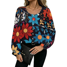 Cargar imagen en el visor de la galería, Long-sleeved Button-up Shirt Flowers, Totems, Retro
