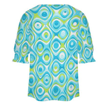 Cargar imagen en el visor de la galería, Sleeveless T-shirt with A Cut-out Design Aqua Blue, Swirling, Abstract
